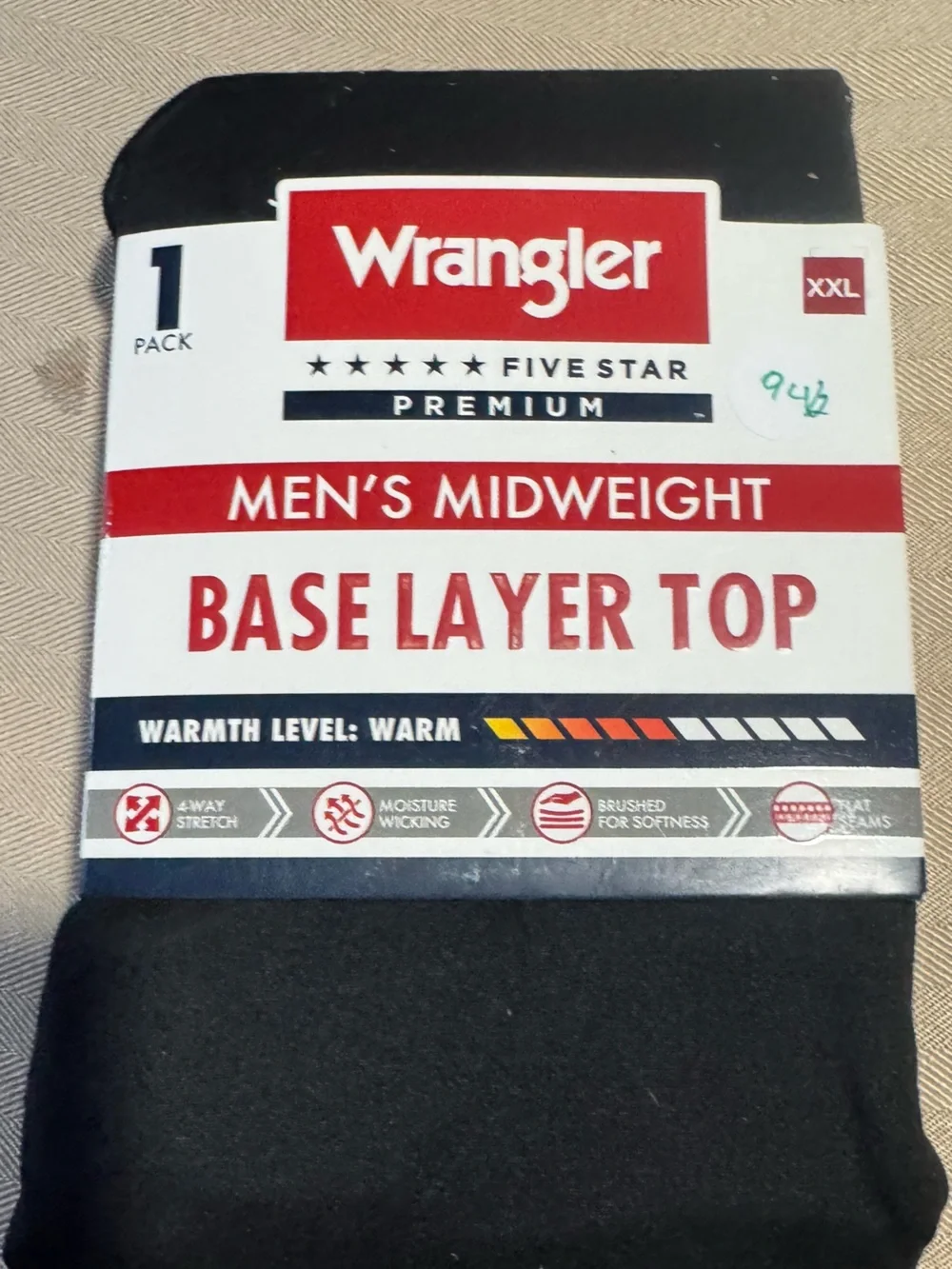 Wrangler Black Men’s Midweight Base Layer‎ Top